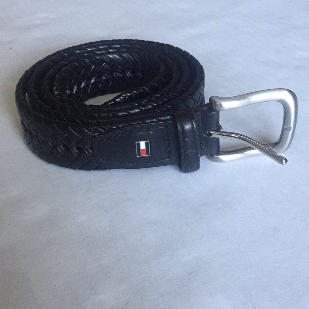 Tommy Hilfiger Braided black leather belt